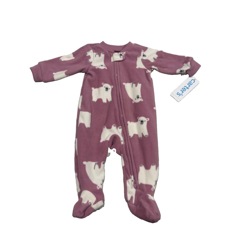 Baby Girls Carter's Polar Bears Fleece Sleeper Pajama Set Size Newborn